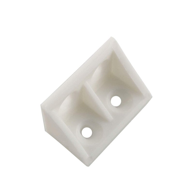 JCBIZ 24pcs 20x32mm White L Shape Bracket Plastic Furniture Corner Brace Joint with Color Plated Self-Tapping Screw for Right Angle Corner Joints of Drawers, Windows, Frames, Cabinet - Image 3